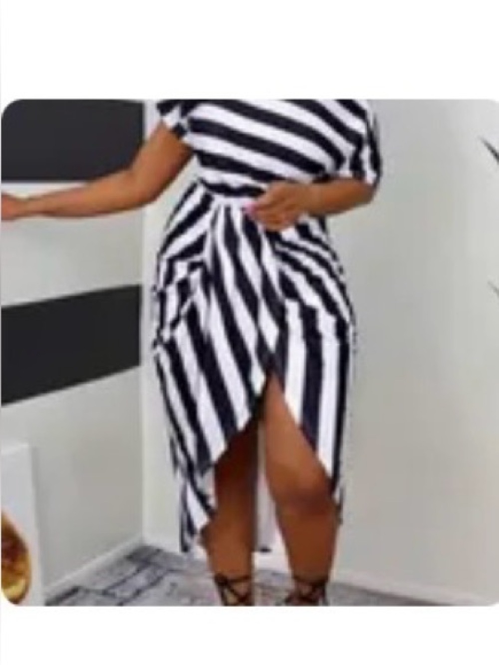 Black and White Striped Midi Dress